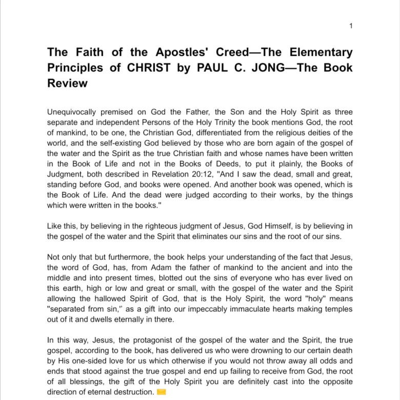 The Faith of the Apostles` Creed—The Elementary Principles of CHRIST by PAUL C. JONG—The Book Review